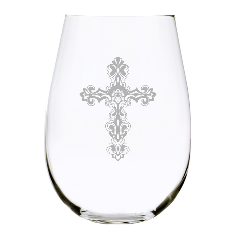 Cross stemless wine glass 17 oz,