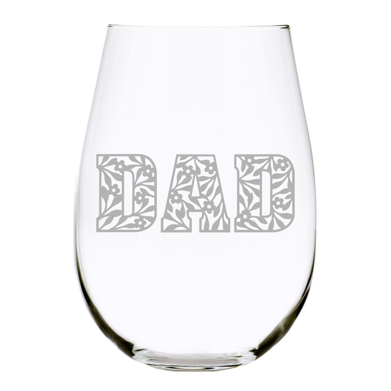 Dad stemless wine glass, 17 oz