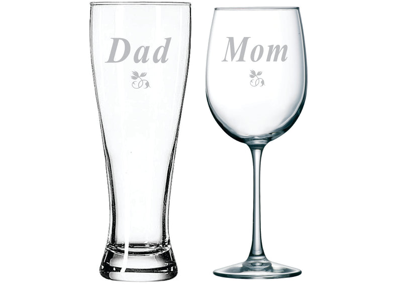 Dad beer and Mom wine glass (set of 2)