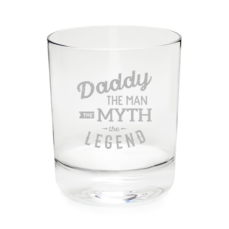 Daddy The Man The Myth The Legend etched whiskey glass, 11 oz
