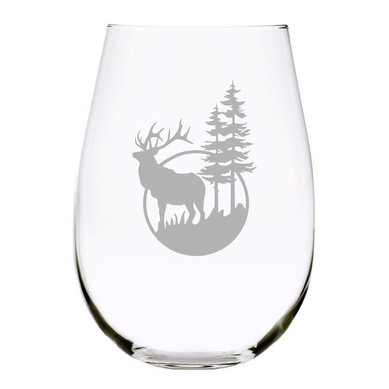 Deer (D1) stemless wine glass, 17 oz.