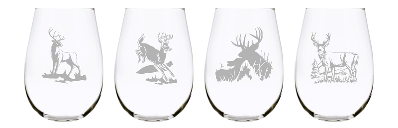 Deers stemless wine glass (set of 4) …17oz. Lead Free Crystal