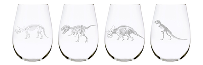 Dinosaur skeleton stemless wine glass (set of 4) 17oz. Lead Free Crystal