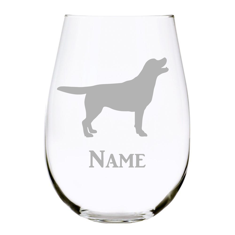 Personalized Dog Breed Stemless Wine Glass-17.oz Lead Free Crystal