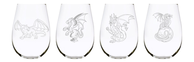 Dragon stemless wine glass (set of 4), 17 oz. Lead Free Crystal