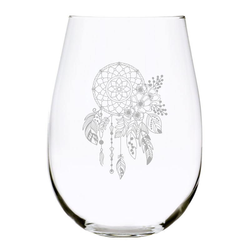 Dreamcatcher stemless wine glass, 17 oz.