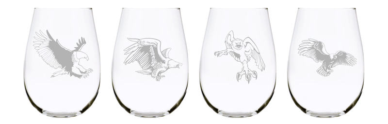 Eagle stemless wine glass (set of 4), 17 oz. Leaf Free Crystal