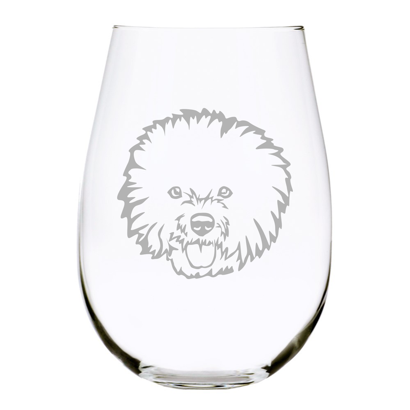 Frise Bichon (F1)   themed, dog stemless wine glass, 17 oz.