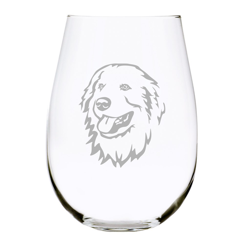 Great Pyrenees themed, dog stemless wine glass, 17 oz.