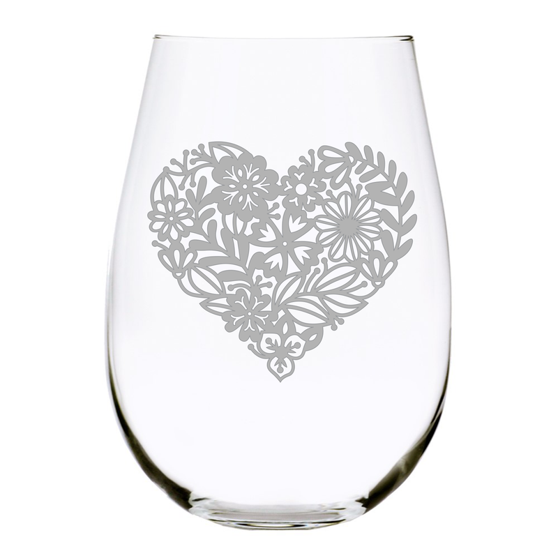 Heart (H1) stemless wine glass, 17 oz.