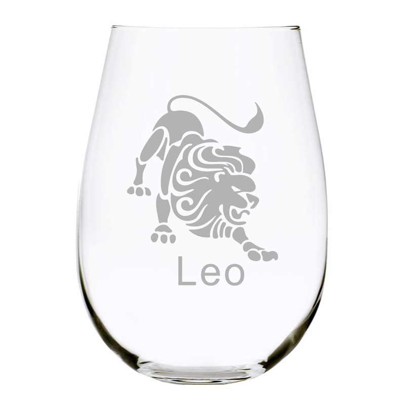 Horoscope Zodiac Wine Glass 17oz. Lead Free Crystal