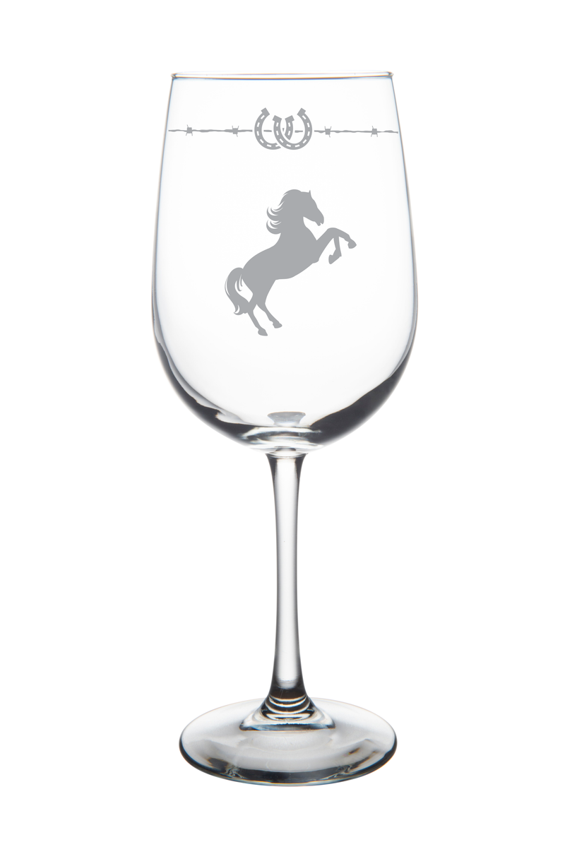 Horse wine glass with barbwire, 19 oz.
