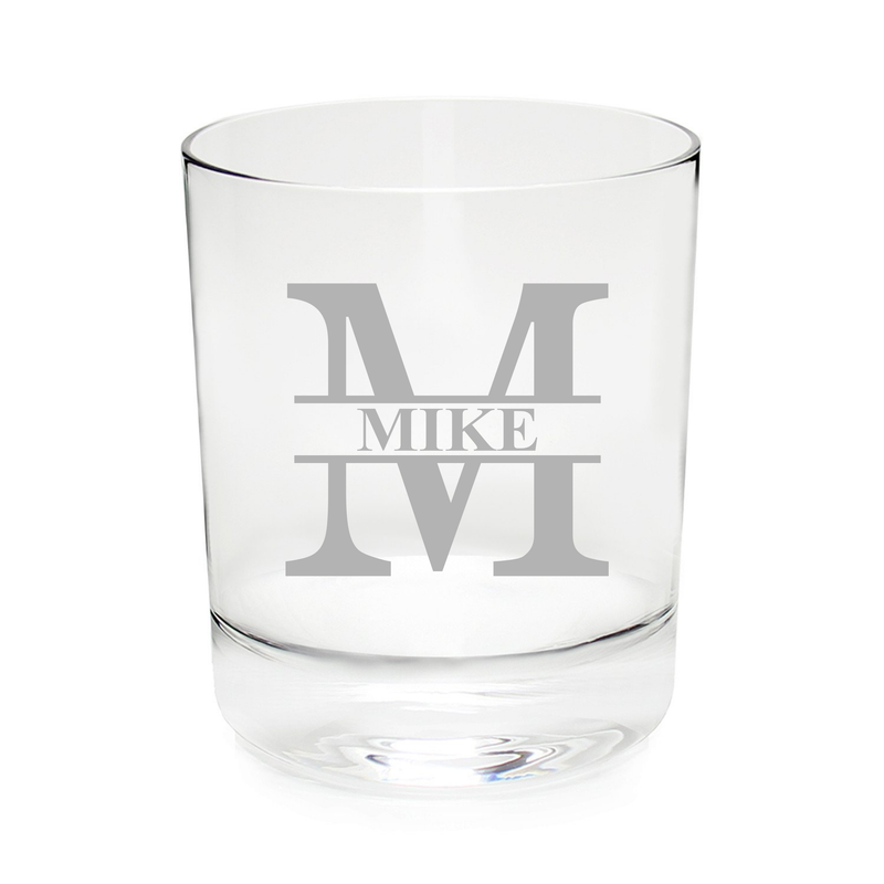 Personalized initial with name Whiskey - Rocks glass, 11 oz. Groomsman gift-Wedding party gift