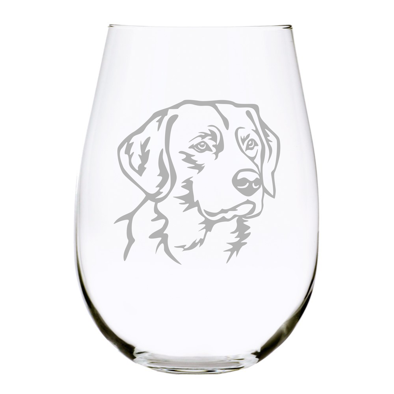 Labrador themed, dog stemless wine glass, 17 oz.