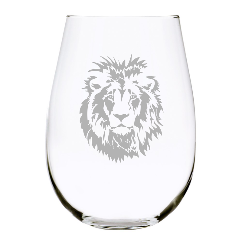 Lion stemless wine glass, 17 oz.