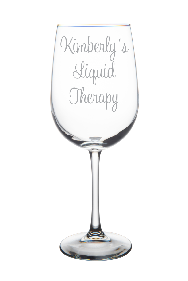Personalized Liquid Therapy 19 oz. wine glass