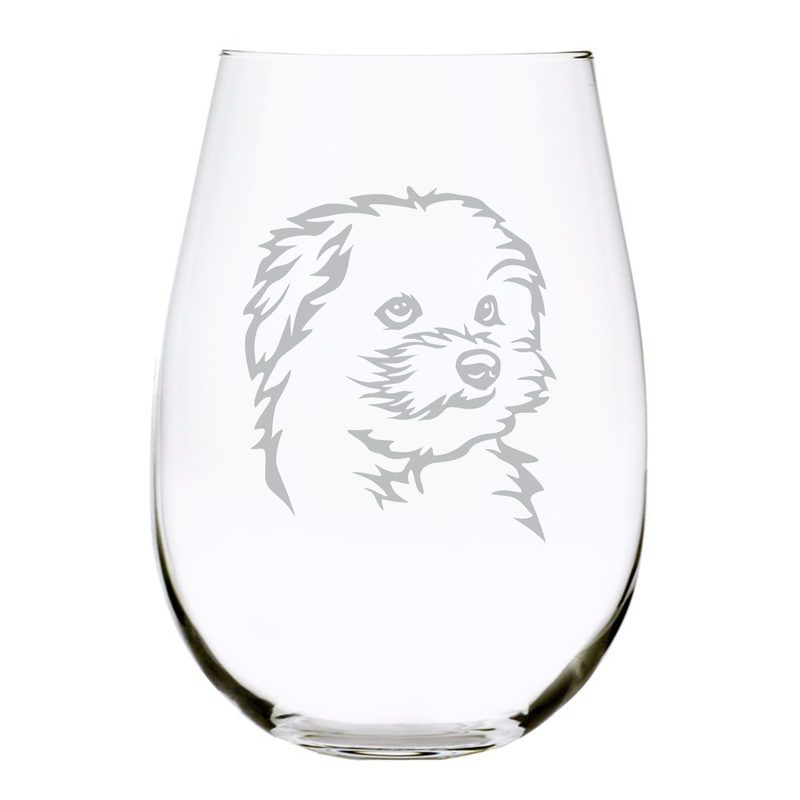 Maltese (M3) themed stemless wine glass, 17 oz.