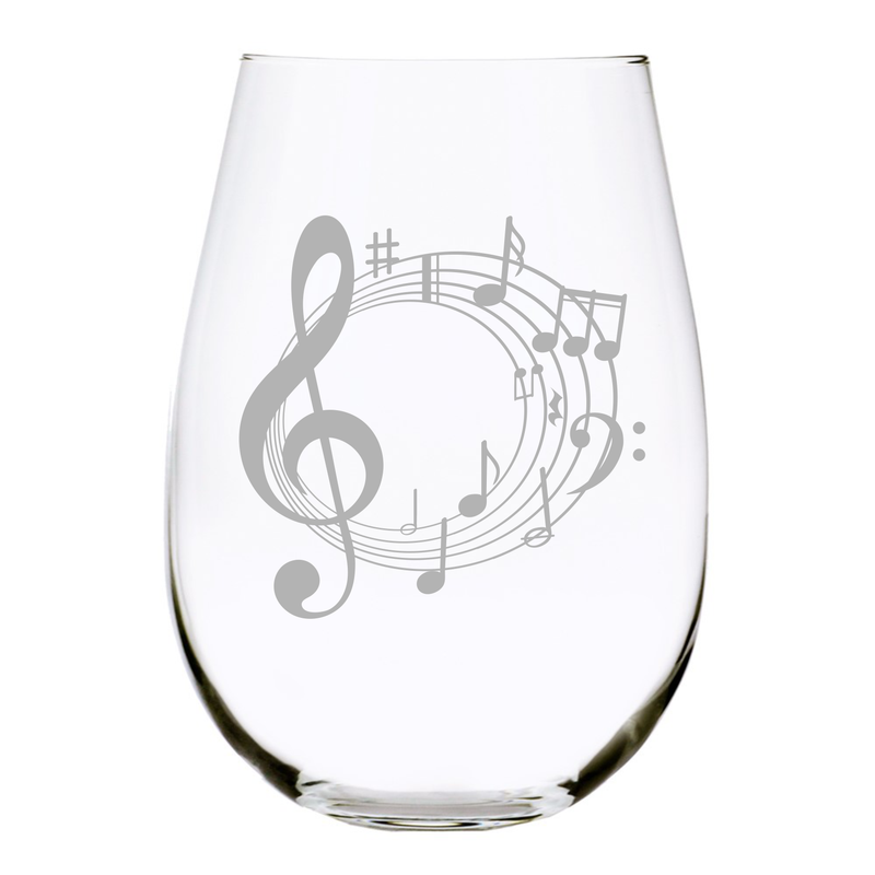 Musical Notes (MN1) stemless wine glass, 17 oz.