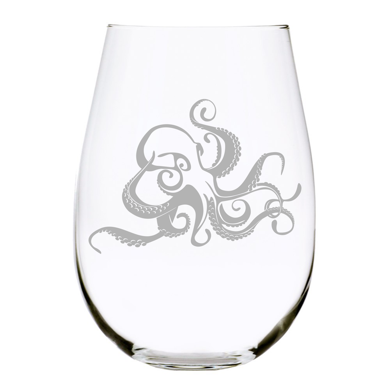 Octopus stemless wine glass, 17 oz.