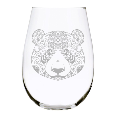 Panda 17 oz. stemless wine glass, Lead Free Crystal