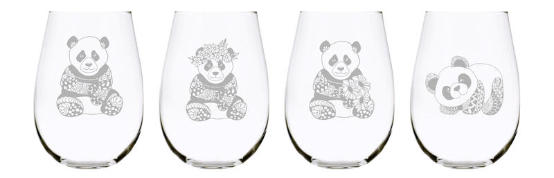 Panda stemless wine glass (set of 4), 17 oz. Lead Free Crystao