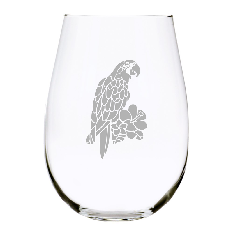 Parrot stemless wine glass, 17 oz.