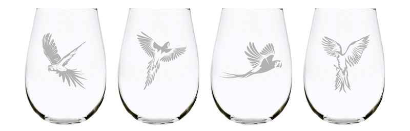 Parrot stemless wine glass (set of 4), 17 oz. Lead Free Crystal