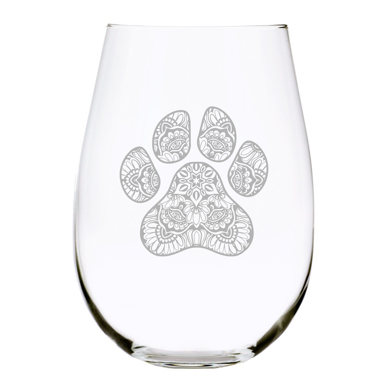 Pawprint stemless wine glass, 17 oz.