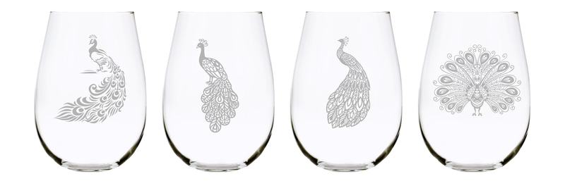Peacock stemless wine glass (set of 4)