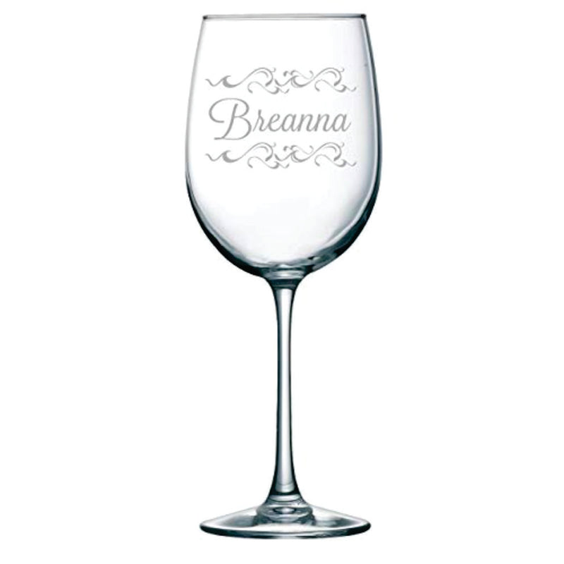 Personalized name wine glass with embellishment, 19oz.