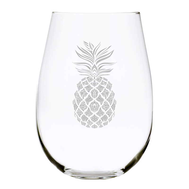 Pineapple stemless wine glass, 17 oz.