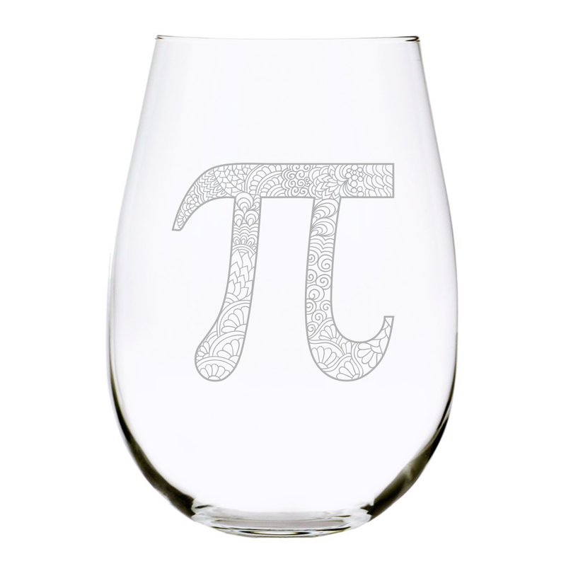 Pi symbol (P2) stemless wine glass, 17 oz.