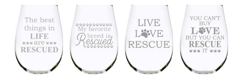 Pet Rescue stemless wine glass set (of 4), 17 oz.