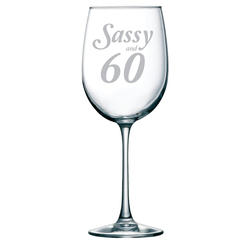 Sassy and 60 Wine Glass, 19 oz.