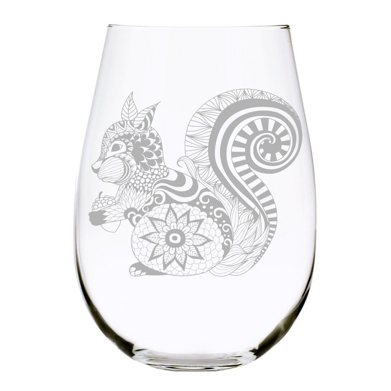 Squirrel 17 oz. stemless wine glass, Lead Free Crystal