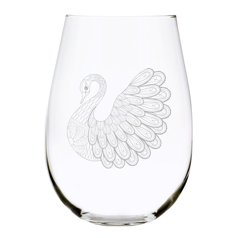 Swan 17 oz. stemless wine glass, Lead Free Crystal