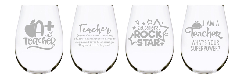 Teacher stemless wine glass (set of 4), 17 oz. Lead Free Crystal