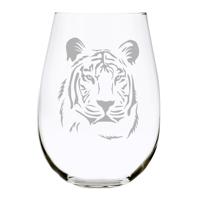 Tiger 17 oz. stemless wine glass, Lead Free Crystal