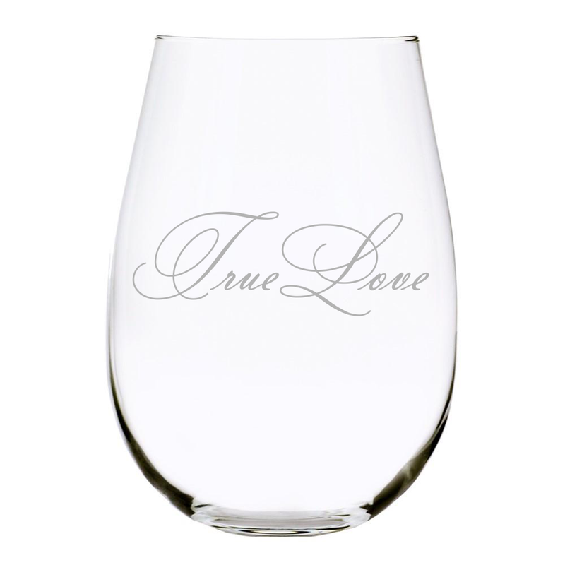 True Love 17 oz. Stemless Wine Glass