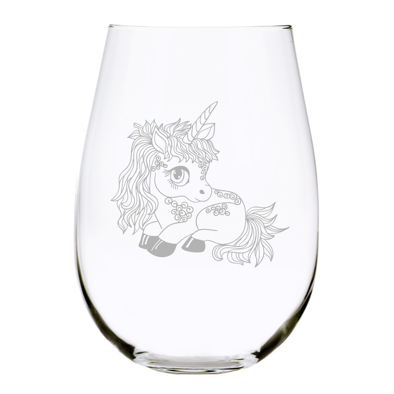 Unicorn stemless wine glass, 17 oz.