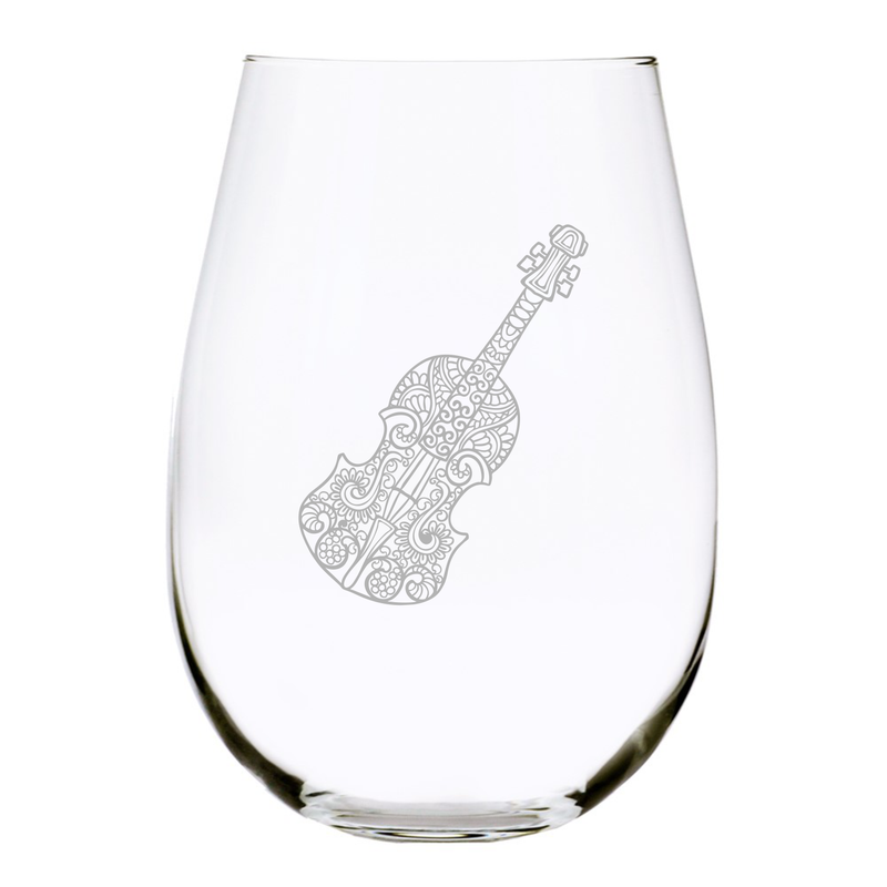 Violin stemless wine glass, 17 oz.