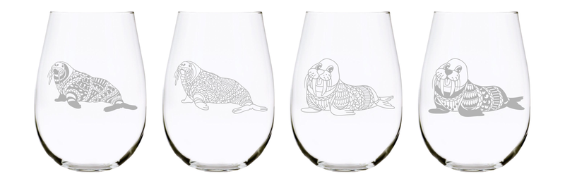 Walrus stemless wine glass set of 4