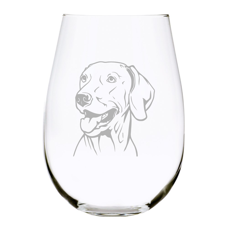 Weimaraner  themed, dog stemless wine glass, 17 oz.