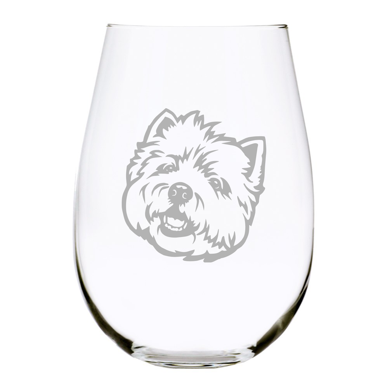 West Highland Terrier (W2)  themed, dog stemless wine glass, 17 oz.