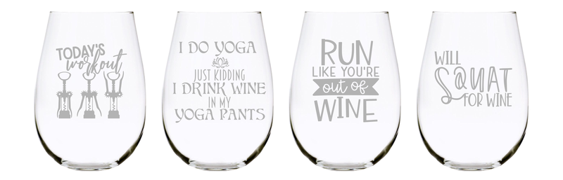 Wine exercise stemless wine glass (set of 4), 17 oz. Lead Free Crystal