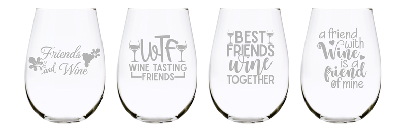Wine friends stemless wine glass (set of 4) …17oz. Lead Free Crystal
