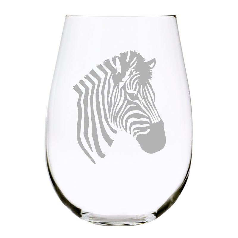 Zebra stemless wine glass, 17 oz
